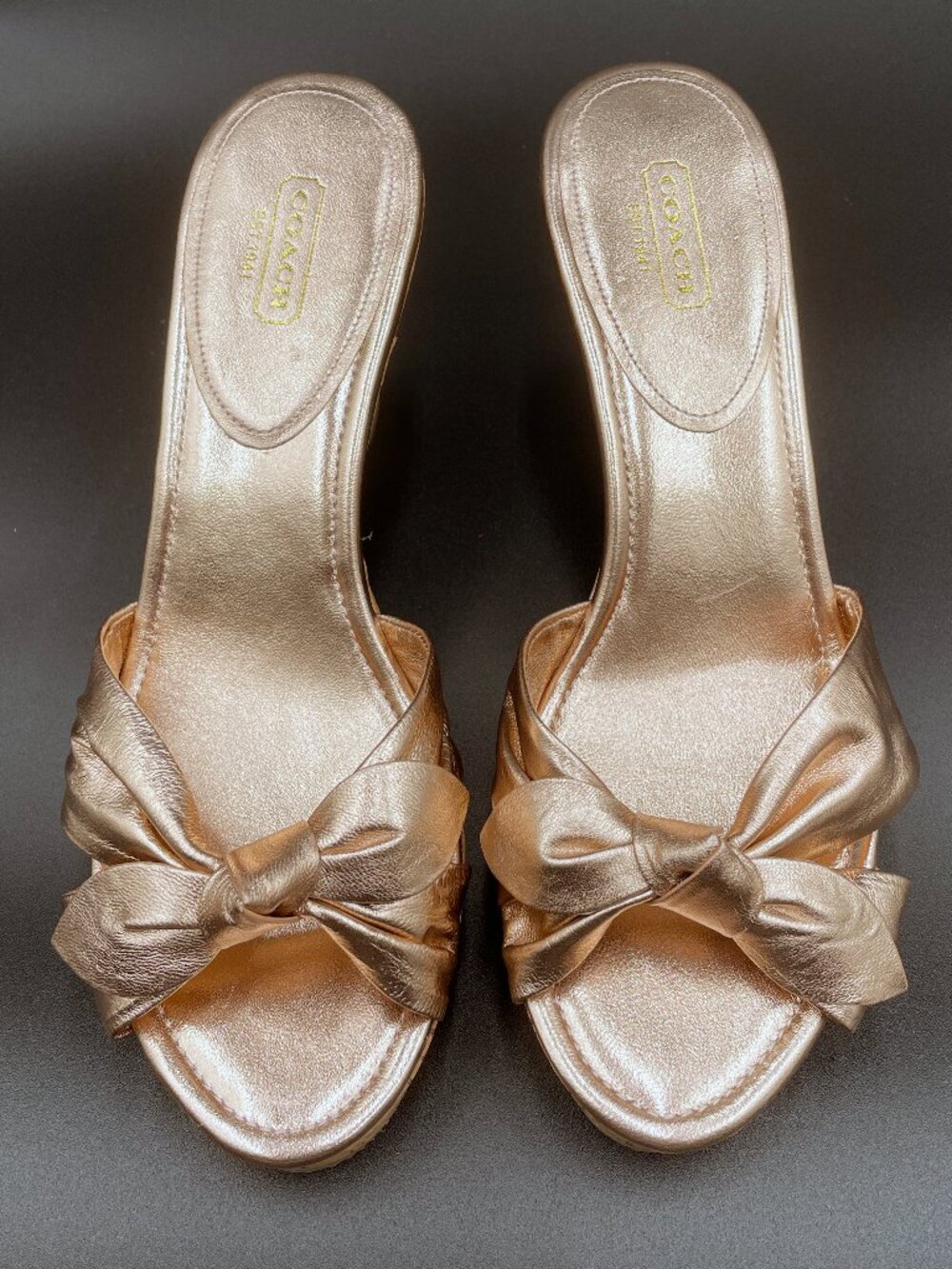 NIB Coach Karen Metallic Rose Gold Platform Sandals Size 8.5M Q447